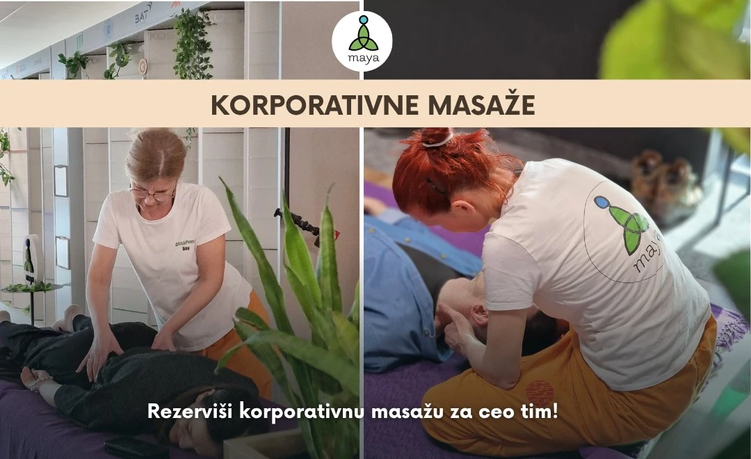 Terapeuti Holističke akademije Maya pružaju korporativne masaže zaposlenima tokom wellbeing programa Bliss and Peace dan